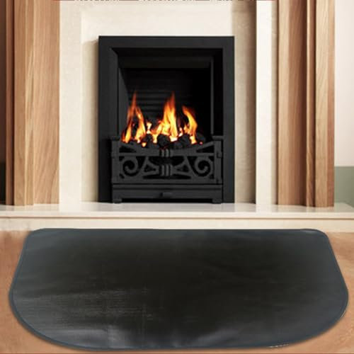 Alfombra Barbacoa Exterior, Alfombra Barbacoa, Alfombra Exterior, Estera Resistente Antideslizante a Calor, Evita Quemar y Manchar El Césped o El Suelo, Alfombra Ignífuga Chimenea, 98 * 63cm, Negro