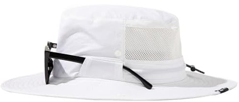TOP-EX Herren UPF 50 Safarihut mit breiter Krempe und Sonnenbrillenhalter - UV-Schutz Fischerhut, Wasserdicht & Atmungsaktiv - Faltbarer Sonnenhut für Outdoor, Wandern, Camping, Angeln Weiß L/XL