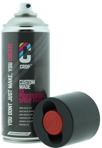 CROP Peinture en bombe 2K RAL 9005 Noir Foncé - Couverture élevée, Séchage rapide - Auto, Moto & Bricolage - Ultra mate - 400ml