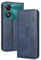 Topme Cover per ZTE Blade A34 (6.6 Inches) Custodia Case, Custodia per Telefono in Pelle Elegante Slot per Schede Testurizzato.Blu