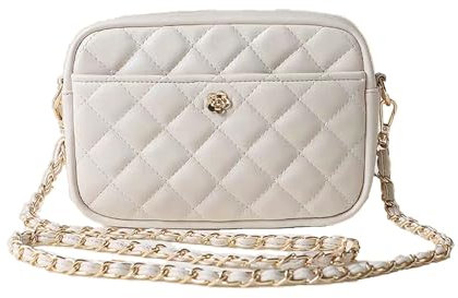 Donboly Cross Body Bag Women - Over the Shoulder Bag with Adjustable Wide Strap & Chain - Versatile Crossbody Bags for Women with Multiple Pockets Small Handbag phone bags for women crossbody (white)