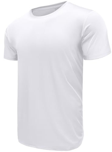 T Shirts for Men, Moisture Wicking Dry-Fit Short Sleeve T-Shirts, Athletic Running Gym Workout Sports Tee Tops White-XL