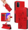 SRISHP Hülle für Oppo A54 5G / Oppo A74 5G Hülle, Premium PU Leder Handyhülle mit Band, Magnet Flip Case für Oppo A54 5G / Oppo A74 5G, Rot
