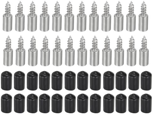 PATIKIL Regalstützstifte, 24 Stück Regalstifte mit rutschfester Gummihülse, Stifte für Regale für Küchenschrank, Schrank, Bücherregal, Schrank und Vitrine, Schwarz