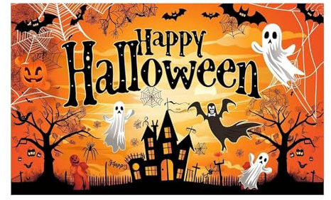 Fahne Für Fahnenmast Lustig Poster Banner Hintergrund Hängen Kürbis Fledermaus Mond Verwendet Für Halloween Studio Hintergrund Party Dekoration8 Papierlaterne (C, 180x120cm)