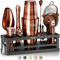 BARE BARREL® Cocktail Making Kit | 16-Piece Bartender Kit Cocktail Shaker Set Maker | Bamboo Display Stand & 35 Recipe Cards | Mixology Cocktail Gift Set (800ml/28oz Boston Shaker, Copper/Black)