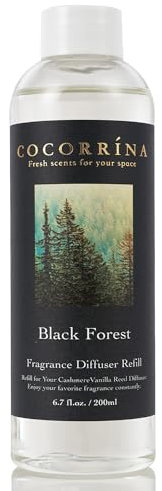 COCORRÍNA Raumduft Nachfüller 200ml, Black Forest, Langanhaltender Duft mit natürlichen ätherischen Ölen, Erfrischender und beruhigender Raumduft für Wohnzimmer, Schlafzimmer und Badezimmer