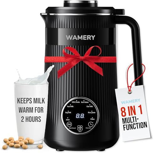 Wamery Original Nut Milk Maker Machine - 32oz Almond, Oat, Soy Milk Maker - Plant Based & Vegan Milk Maker with Delay Start, Keep Warm & Boil Water Functions (Black)