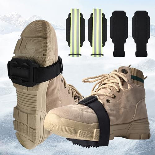 Foreverup 4 Stück Anti Rutsch Schuhspikes, Spikes für Schuhe Winter, mit 14 Zähne Spikes, Schuhspikes Schnee und EIS für Bergklettern, Wandern, Bergsteigen, Schwarz