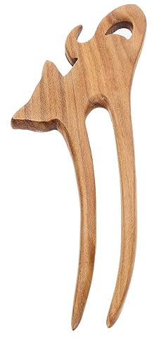 minkissy Horquilla para El Horquilla de Madera Vintage Pinza para El Pelo de Sándalo Verde Tallada con Forma de Gato para Ocasiones Formales E Informales