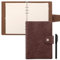 Unaone Leder A5 Ringbinder Notizbuch - 6 Ring A5 Binder nachfüllbar Notizbuch mit Papier, Ringbinder Planer - Notizbuchdeckel mit A5 Füllpapier Braun