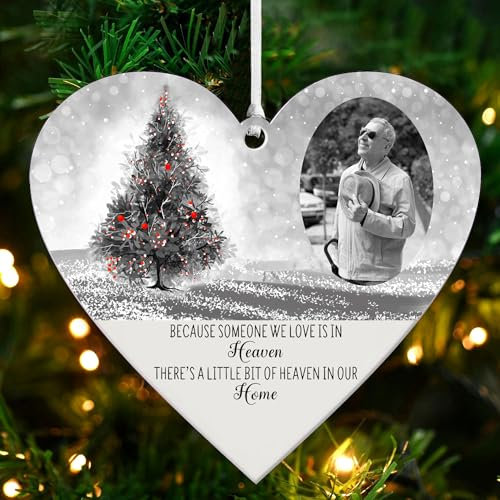 Personalised Memorial Christmas Bauble Custom Baubles Ornaments Gifts Tree Decorations In Loving Memory Hanging Keepsake for Your Loved Ones (Design 3, Heart)