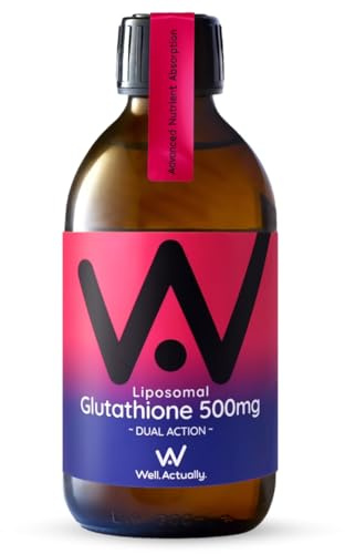 WELL ACTUALLY Liposomal Glutathione 500mg, 250ml, 50 Servings, Vegan | High Bioavailability Setria® Glutathione Supplement with Vitamin B6 & Selenium, Powerful Antioxidant, Cherry Mint Flavour