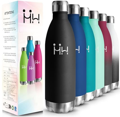 HoneyHolly Edelstahl Trinkflasche, 1L Thermosflasche, BPA-Frei, Trinkflasche Sport, Auslaufsicher Wasserflasche, Trinkflasche Kohlensäure Geeignet, Thermoskanne für Gym, Fitness, Fahrrad