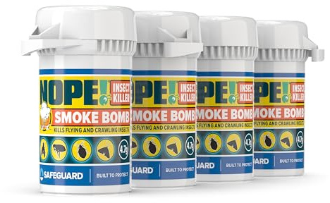 NOPE! Flea Smoke Bombs for The Home (4.7g x 4) | 4 x 3m Coverage | Non-Staining | Killer for All Flying & Crawling Insects | for Bedrooms, Living Rooms, Garages