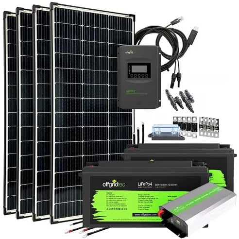 Offgridtec Autark Pro XL Système solaire 600 W, puissance CA 3000 W, 2 batteries LiFePO4 de 200 Ah, régulateur de charge MPPT avec écran, Plug & Play, convertisseur de tension sinusoïdale, sorties