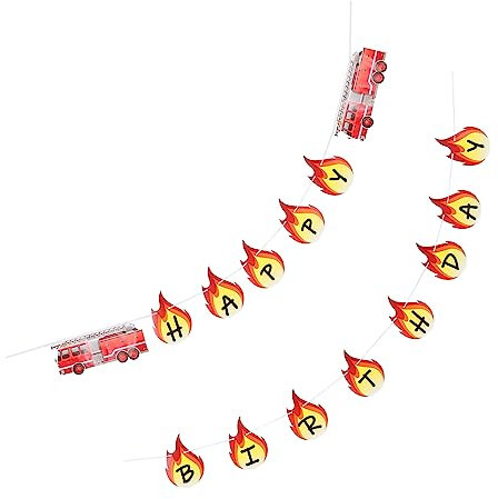 TOYANDONA 1 Satz Feuerwehr mann zieht Flagge eins Rot alles zum Geburtstag-Banner Geburtstags-Wimpelkette Glücklich golden feuerwehrauto Partyzubehör Partydekoration Geburtstagsbanner