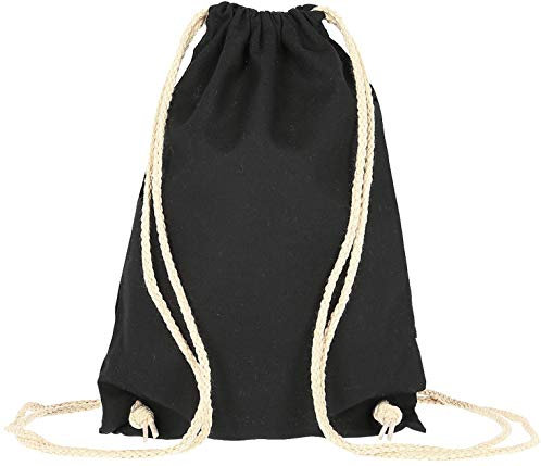 ELES VIDA Baumwoll Turnbeutel 21 x 29 cm Sportbeutel - Rucksack Stofftasche Bag, Beutel, Baumwollbeutel, Jutebeutel Oeko-TEX® geprüft Stoffbeutel Damen & Herren, Kinder Gym (1, Schwarz)