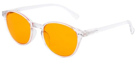 OKH Runde Blaulicht Blockierende Brille 99% Blaulichtfilter für Computer und Telefon, gegen Augenbelastung und Ermüdung leichte langlebige Gamer Brille (Transparent/Orange)