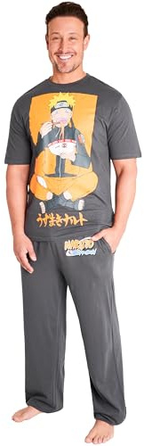 NARUTO Shippuden Pyjama Homme et Ado M-3XL, Ensemble T-Shirt Anime & Bas Coton, Loungewear Nuit, Cadeau Manga Fans