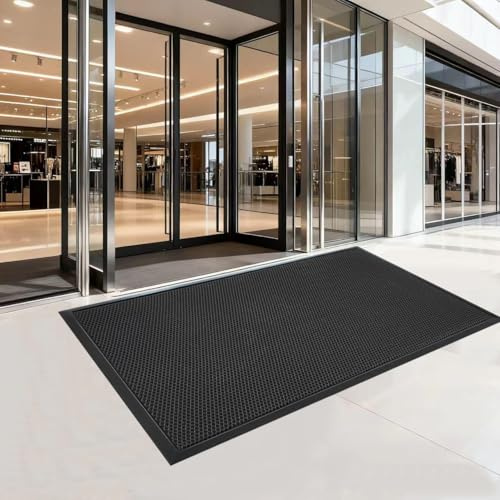 EMQIMA 24x 36 Front Door Mat Outside Entrance, Mesh Quick-Dry Rubber Doormat, Heavy Duty Mud Dirt Trapping Welcome Mat for Entrance, Upgrade Commercial Door mat, Non-Slip Backing Rubber