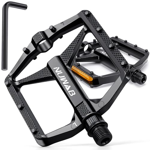 NUWAB Bike Pedals, 9/16 Axle Flat Pedals, Lightweight Cycling Pedals | Non-Slip Bicycle Pedals, Suitable for Most bike