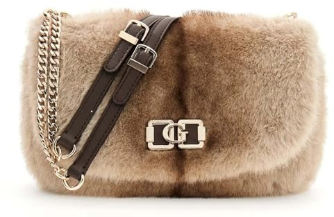 GUESS Schultertasche Umhängetasche Mavis Convertible Xbody Flap Bag Espresso Multi beige