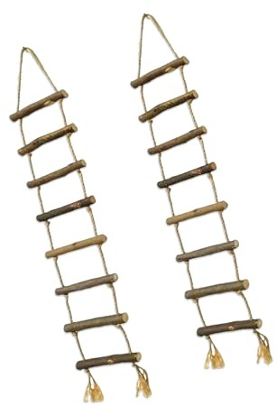 YTtkku 2 adornos de escalera de madera natural con cuerda para decoración de fiestas de Navidad, estantería, flores, plantas, escaleras