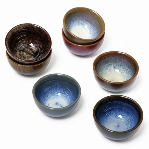 Bofanze 7 Pièces Set Tasse a Cafe Expresso Tasses à Expresso en Céramique | 55 ml, en céramique, multicolore, sans anse, petit, à paroi épaisse, pour l'expresso, le cappuccino et le thé