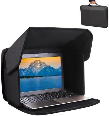 Laptop Sun Shade for Outdoor Work, Portable Laptop Sun Shade, Laptop Cover, Foldable Shield Cover, Reduces Glare & Eye Strain (12-14'')