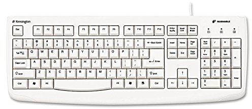 Kensington Pro Fit USB Washable Keyboard – Waterproof & Spill‑Resistant Design, Fully Submersible for Easy Cleaning, Quiet Keys, Plug‑and‑Play USB Connection – White (K64406US)