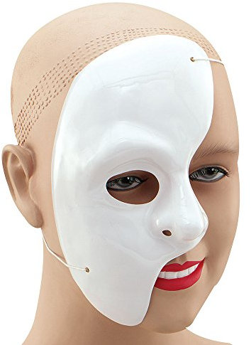 Bristol Novelty PM069 Demi-Masque Phantom of The Opera, Unisexe, Adulte, Blanc, Taille Unique
