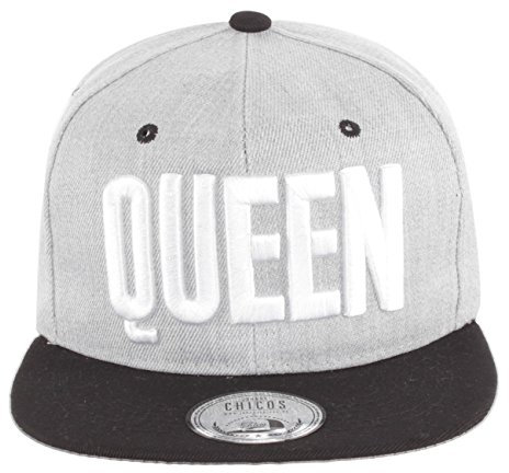 JOHNNY CHICOS Snapback King & Queen Verschiedene Modelle Grau Schwarz Damen Herren Top, Größe:One Size;Farbe:Queen Grey White