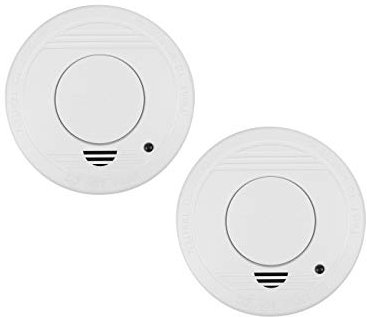 2er-Set Rauchmelder mit 1 Jahres Batterie & Magnethalter - Stummschaltfunktion EN14604 - Extra große Testtaste