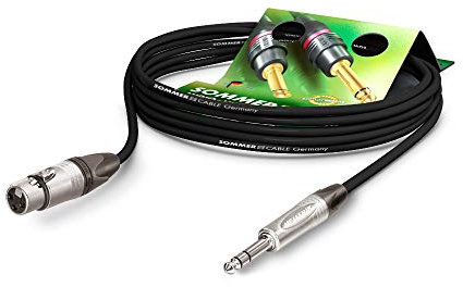 Sommer Cable Mikrofonkabel Stage 22 Highflex XLR female 3-pol Neutrik NC3MXX / Klinke 6,3mm stereo Neutrik NP3X, Schwarz Kabel, Made in Germany by Sommer Cable (1m)