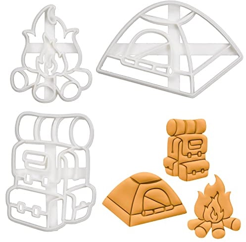 3er Set Camping Ausstechformen (Formen: Rucksack, Zelt, & Feuer), 3 Teile, Bakerlogy