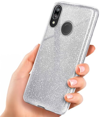 ONEFLOW Glitter Case für Huawei P20 Lite Glitzer Handyhülle mit Kameraschutz, Stylische Hülle Glitzernd, Dünne TPU Schutzhülle für Damen, Glitzerhülle Qi kompatibel, Silber