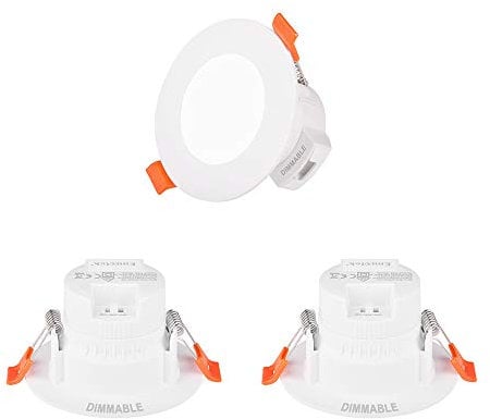 ENUOTEK Lamparas Plafon LED Focos Downlight Empotrables de Techo Regulables Pequeños 5W IP44 Baño Cocina Color de Luz Ajustable Agujero de Techo Diámetro 65-80MM Lot de 3