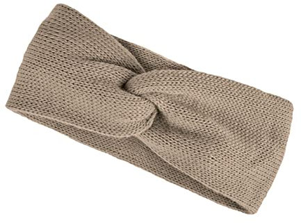 Neverless® Damen Stirnband Strick Winter Knoten Ohrenschutz Knite Headband dunkelbeige unisize