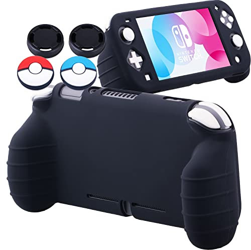 YoRHa Handle Grip Soft Silikon Kautschuk Schutzhülle Skin Cover Hülle Griff(Schwarz) x 1 für Nintendo Switch Lite [9.2019 Slim Modell]