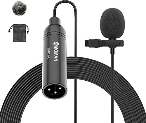 Moman MA6 Micro Cravate, 6M Lapel Lavalier Microphone Couplage Automatique, 3.5mm Clip-on Omnidirectionnel Mic Compatible Smartphone, Parfait pour l'interview de Diffusion Youtube