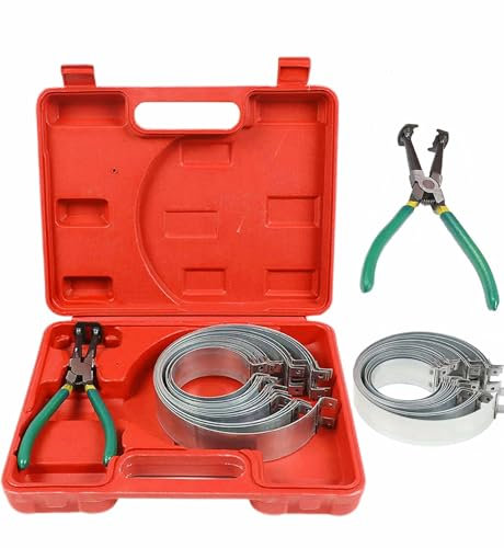 Auto Piston Ring Compressor Set 15PCS with Pliers and 14 Bands (62-145mm/2.44-5.71in), Removal Tool Kit for Repair Cars Trucks Engine