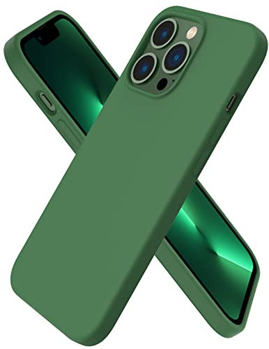 ORNARTO Compatible with iPhone 13 Pro Case 6.1, Slim Liquid Silicone 3 Layers Full Covered Soft Gel Rubber Case Cover 6.1 inch-Clover Grass Green