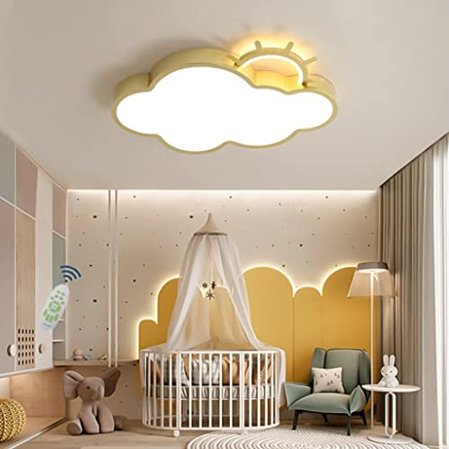 LED Deckenleuchte Kinder Leuchten Moderne Wolke Sonne Design Deckenlampe Dimmbar mit Memoryfunktion Kronleuchter Metall Acryl Deckenlicht Jungen Mädchen Schlafzimmer Wohnzimmer Beleuchtung Lampe,B