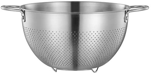 Passoire Inox Passoire Cuisine avec Poignées et Base Passoire pour Spaghetti/Nouilles/Riz/Fruits/Légumes, Passoire Ø 24cm, Lavable au Lave-Vaisselle