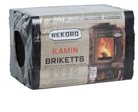 ESTEXO Rekord Kaminbriketts Braunkohlebrikett Braunkohle 10 kg Kamin Brikett Brennholz Öfen (Watt)