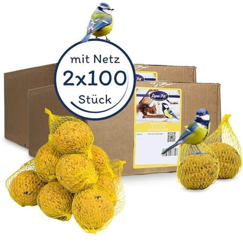 Lyra Pet® | 2 x 100 Basic Meisenknödel mit Netz à 90 g = 18 kg | Mineralstoffreiches Wildvogelfutter | Klassisches Vogelfutter Sommer & Winter | Energiespender für Wildvögel | Nährstoffreich