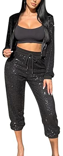Pailletten Hose Damen Silber - Pailettenhose Damen Gold Freizeithose Elegant Sommmerhose Baggy Jogginghose Glitzer-Hose Mit Tunnelzug Party-Hosen Disco Mode Pants Vintage Tanzhosen FüR Frauen Yogahose