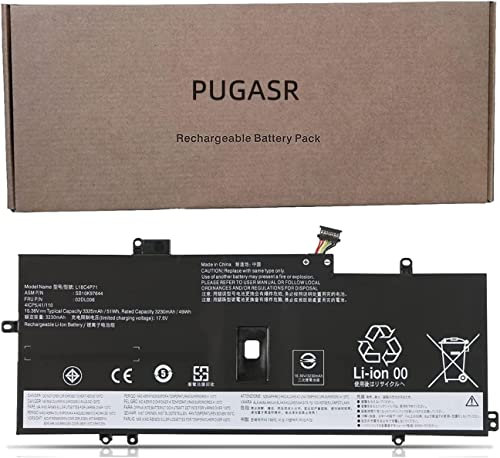 PUGASR L18C4P71 02DL006 Laptop Akku Kompatibel mit Lenovo ThinkPad X1 Yoga 4th 5th Gen ThinkPad X1 Carbon 7th 8th Gen 02DL004 02DL005 L18M4P72 L18L4P71 SB10K97642 SB10K97643 15.36V 51Wh