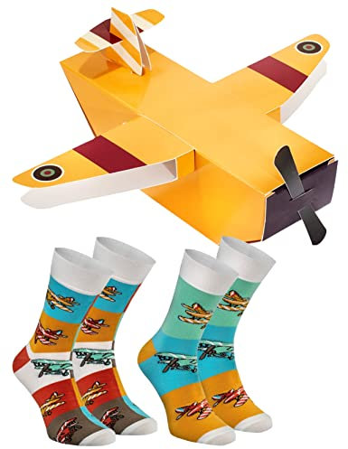 Rainbow Socks - Damen Herren Flugzeug Socken Box Novelty Gift - 2 Paar - Größen EU 41-46